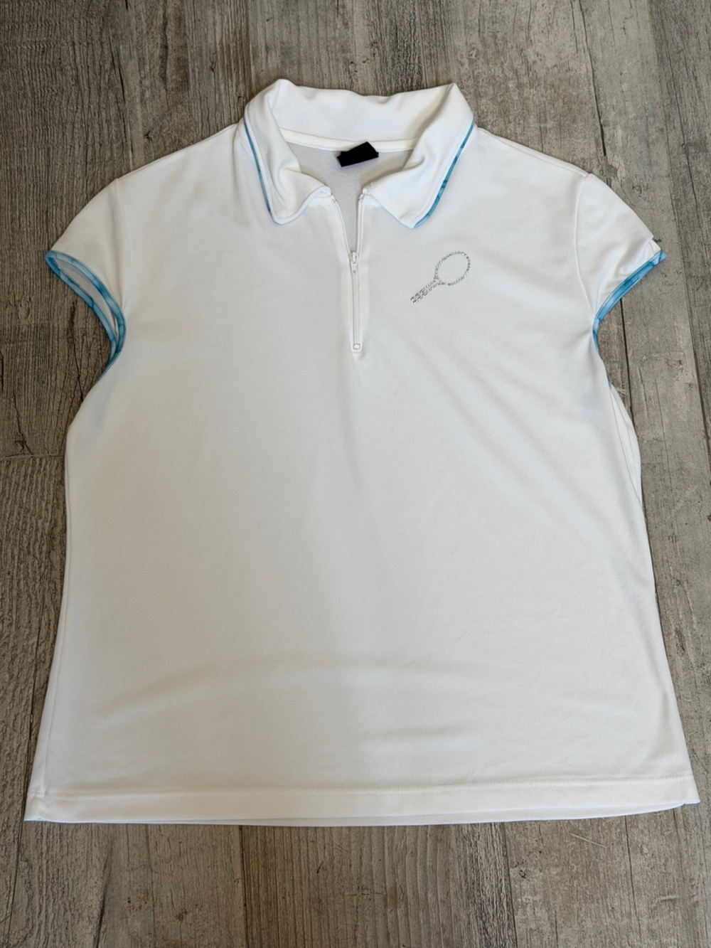 Head Athleisure White Short Sleeve Sports Polo with Light Blue Trim